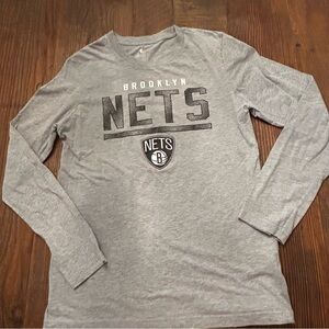 Brooklyn Nets Gray Long Sleeve Shirt Boys XL